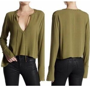Free People Jump to The Beat Top in Olive Size Sm